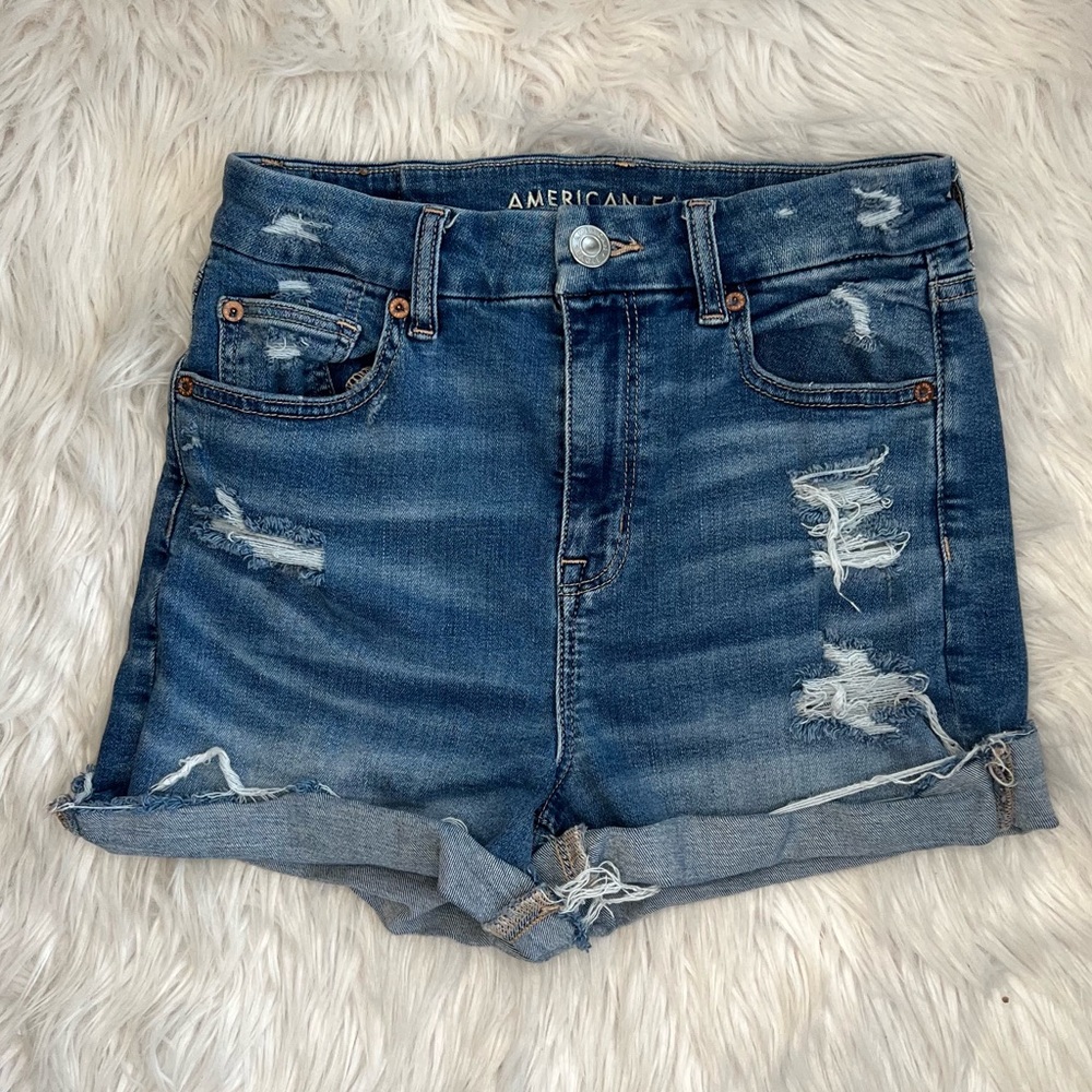 American Eagle Curvy High Rise Shortie Jean Shorts